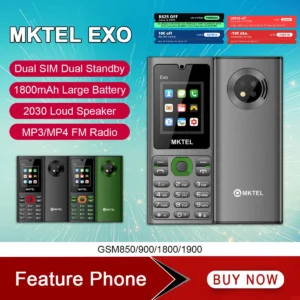 MKTEL – téléphone portable double SIM EXO, fonction Senior, double veille, écran 1.77 pouces, GSM, MP3, MP4, Radio FM, forte torche, haut-parleur
