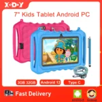 XGODY-Tablette PC Android pour enfants, Tablettes pour enfants, Étude, Éducation, Bluetooth, WiFi, VopeC avec étui de protection mignon, Cadeau pour enfant, 7 pouces